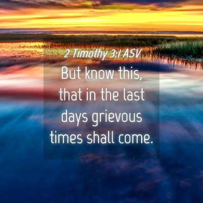 Picture 04 - 2 Timothy 3:1 ASV - But know this, that in the last days grievous - Bible Verse Picture