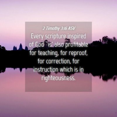 Picture 04 - 2 Timothy 3:16 ASV - Every scripture inspired of God `is' also - Bible Verse Picture