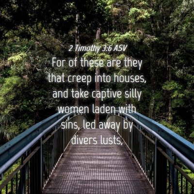 Picture 04 - 2 Timothy 3:6 ASV - For of these are they that creep into houses, and - Bible Verse Picture