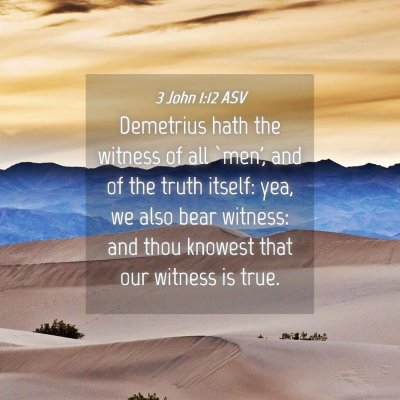 Picture 04 - 3 John 1:12 ASV - Demetrius hath the witness of all `men', and of - Bible Verse Picture