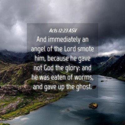 Picture 04 - Acts 12:23 ASV - And immediately an angel of the Lord smote him, - Bible Verse Picture