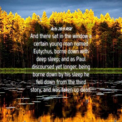 Picture 04 - Acts 20:9 ASV - And there sat in the window a certain young man - Bible Verse Picture