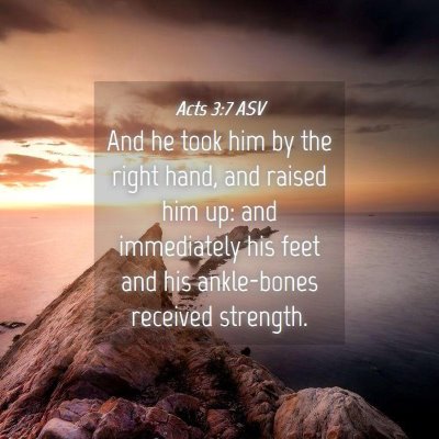 Picture 04 - Acts 3:7 ASV - And he took him by the right hand, and raised him - Bible Verse Picture