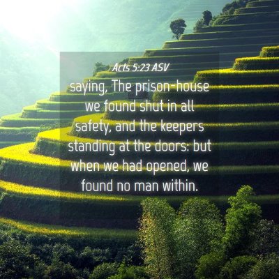Picture 04 - Acts 5:23 ASV - saying, The prison-house we found shut in all - Bible Verse Picture