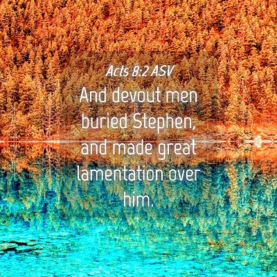 Picture 04 - Acts 8:2 ASV - And devout men buried Stephen, and made great - Bible Verse Picture