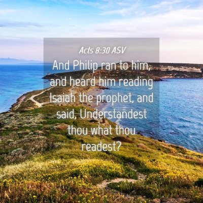 Picture 04 - Acts 8:30 ASV - And Philip ran to him, and heard him reading - Bible Verse Picture