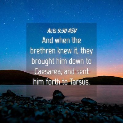 Picture 04 - Acts 9:30 ASV - And when the brethren knew it, they brought him - Bible Verse Picture