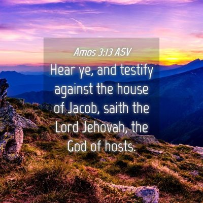 Picture 04 - Amos 3:13 ASV - Hear ye, and testify against the house of Jacob, - Bible Verse Picture