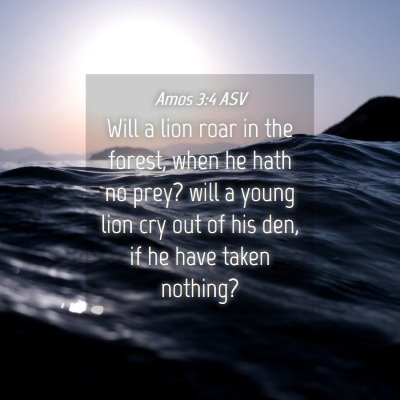 Picture 04 - Amos 3:4 ASV - Will a lion roar in the forest, when he hath no - Bible Verse Picture