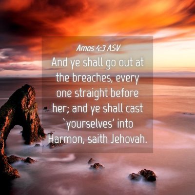 Picture 04 - Amos 4:3 ASV - And ye shall go out at the breaches, every one - Bible Verse Picture