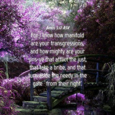 Picture 04 - Amos 5:12 ASV - For I know how manifold are your transgressions, - Bible Verse Picture