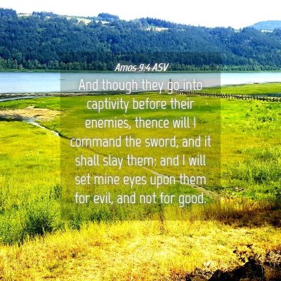 Picture 04 - Amos 9:4 ASV - And though they go into captivity before their - Bible Verse Picture