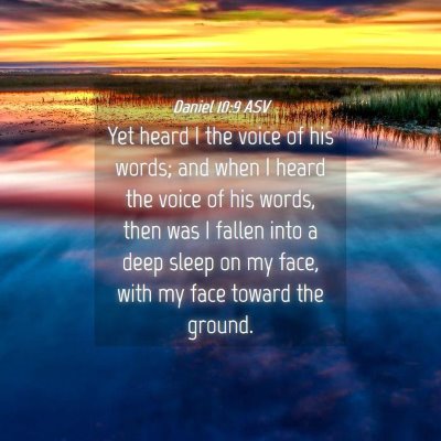 Picture 04 - Daniel 10:9 ASV - Yet heard I the voice of his words; and when I - Bible Verse Picture