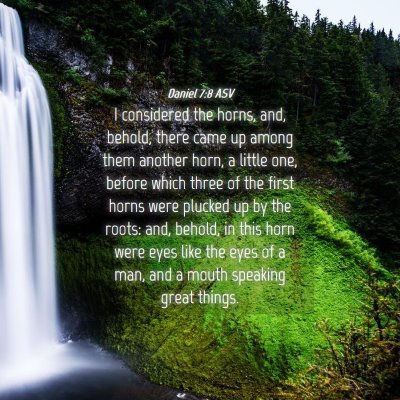 Picture 04 - Daniel 7:8 ASV - I considered the horns, and, behold, there came - Bible Verse Picture