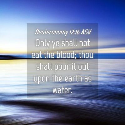 Picture 04 - Deuteronomy 12:16 ASV - Only ye shall not eat the blood; thou shalt pour - Bible Verse Picture