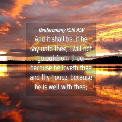 Picture 04 - Deuteronomy 15:16 ASV - And it shall be, if he say unto thee, I will not - Bible Verse Picture