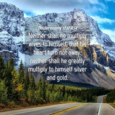 Picture 04 - Deuteronomy 17:17 ASV - Neither shall he multiply wives to himself, that - Bible Verse Picture