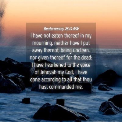 Picture 04 - Deuteronomy 26:14 ASV - I have not eaten thereof in my mourning, neither - Bible Verse Picture
