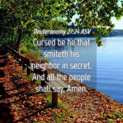 Picture 04 - Deuteronomy 27:24 ASV - Cursed be he that smiteth his neighbor in secret. - Bible Verse Picture