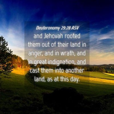 Picture 04 - Deuteronomy 29:28 ASV - and Jehovah rooted them out of their land in - Bible Verse Picture