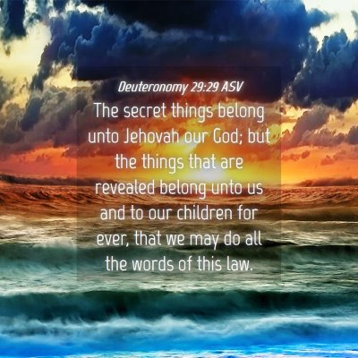 Picture 04 - Deuteronomy 29:29 ASV - The secret things belong unto Jehovah our God; - Bible Verse Picture