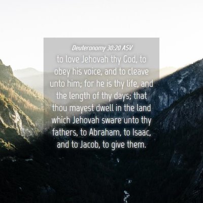 Picture 04 - Deuteronomy 30:20 ASV - to love Jehovah thy God, to obey his voice, and - Bible Verse Picture