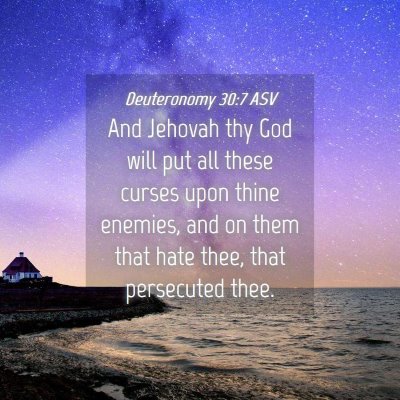Picture 04 - Deuteronomy 30:7 ASV - And Jehovah thy God will put all these curses - Bible Verse Picture