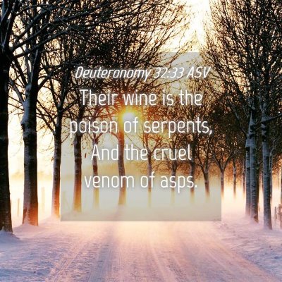 Picture 04 - Deuteronomy 32:33 ASV - Their wine is the poison of serpents, And the - Bible Verse Picture