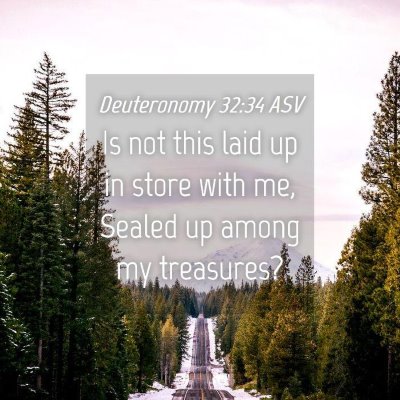 Picture 04 - Deuteronomy 32:34 ASV - Is not this laid up in store with me, Sealed up - Bible Verse Picture