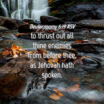 Picture 04 - Deuteronomy 6:19 ASV - to thrust out all thine enemies from before thee, - Bible Verse Picture