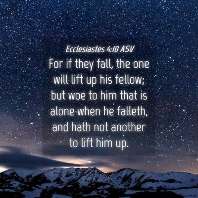 Picture 04 - Ecclesiastes 4:10 ASV - For if they fall, the one will lift up his - Bible Verse Picture