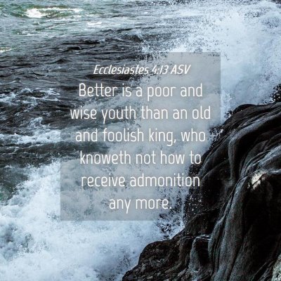 Picture 04 - Ecclesiastes 4:13 ASV - Better is a poor and wise youth than an old and - Bible Verse Picture