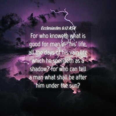 Picture 04 - Ecclesiastes 6:12 ASV - For who knoweth what is good for man in `his' - Bible Verse Picture