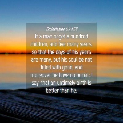 Picture 04 - Ecclesiastes 6:3 ASV - If a man beget a hundred children, and live many - Bible Verse Picture