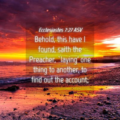 Picture 04 - Ecclesiastes 7:27 ASV - Behold, this have I found, saith the Preacher, - Bible Verse Picture
