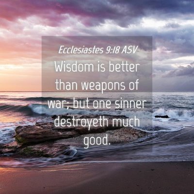 Picture 04 - Ecclesiastes 9:18 ASV - Wisdom is better than weapons of war; but one - Bible Verse Picture