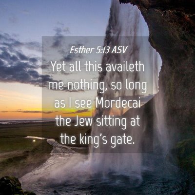 Picture 04 - Esther 5:13 ASV - Yet all this availeth me nothing, so long as I - Bible Verse Picture