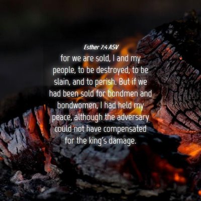 Picture 04 - Esther 7:4 ASV - for we are sold, I and my people, to be - Bible Verse Picture