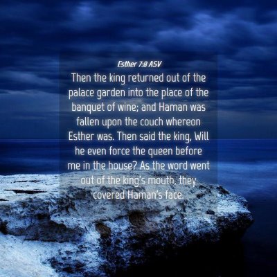 Picture 04 - Esther 7:8 ASV - Then the king returned out of the palace garden - Bible Verse Picture