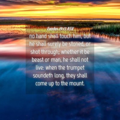 Picture 04 - Exodus 19:13 ASV - no hand shall touch him, but he shall surely be - Bible Verse Picture