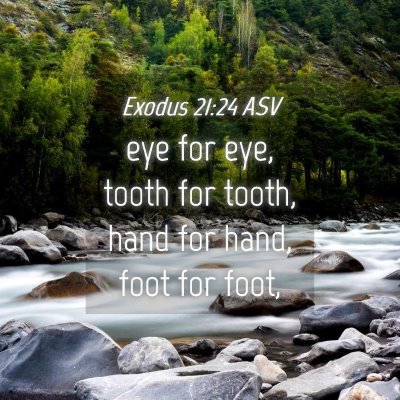 Picture 04 - Exodus 21:24 ASV - eye for eye, tooth for tooth, hand for hand, foot - Bible Verse Picture