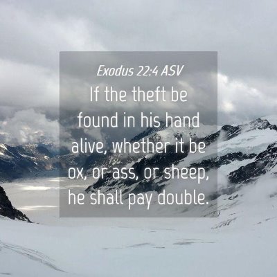 Picture 04 - Exodus 22:4 ASV - If the theft be found in his hand alive, whether - Bible Verse Picture