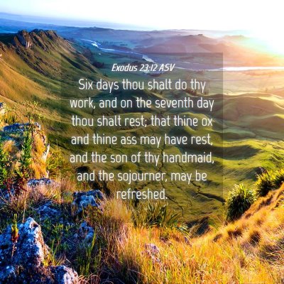 Picture 04 - Exodus 23:12 ASV - Six days thou shalt do thy work, and on the - Bible Verse Picture