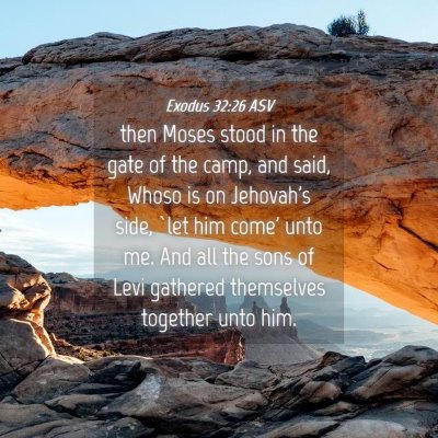 Picture 04 - Exodus 32:26 ASV - then Moses stood in the gate of the camp, and - Bible Verse Picture