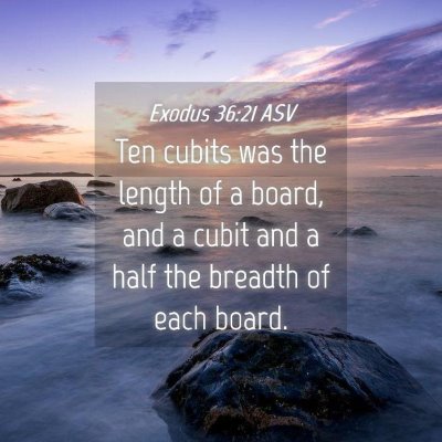 Picture 04 - Exodus 36:21 ASV - Ten cubits was the length of a board, and a cubit - Bible Verse Picture