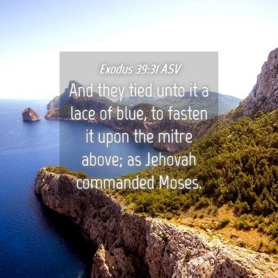 Picture 04 - Exodus 39:31 ASV - And they tied unto it a lace of blue, to fasten - Bible Verse Picture