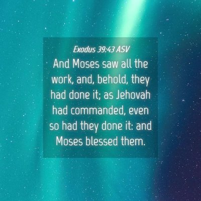 Picture 04 - Exodus 39:43 ASV - And Moses saw all the work, and, behold, they had - Bible Verse Picture