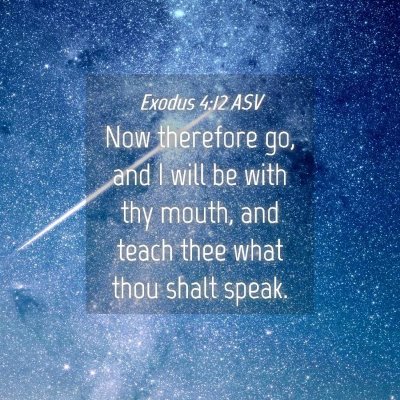 Picture 04 - Exodus 4:12 ASV - Now therefore go, and I will be with thy mouth, - Bible Verse Picture