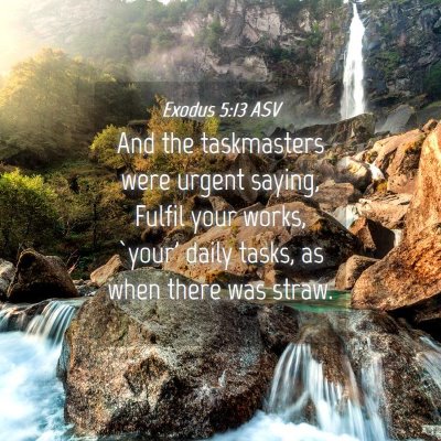 Picture 04 - Exodus 5:13 ASV - And the taskmasters were urgent saying, Fulfil - Bible Verse Picture
