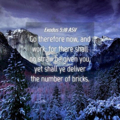 Picture 04 - Exodus 5:18 ASV - Go therefore now, and work; for there shall no - Bible Verse Picture